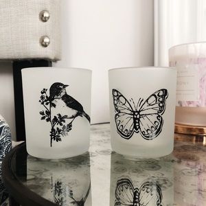 Glass tea light candle holders